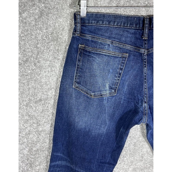 Gap Slim Straight Leg Distressed Jeans Mens Size 32x32 Stretch Blue Denim - Picture 11 of 16